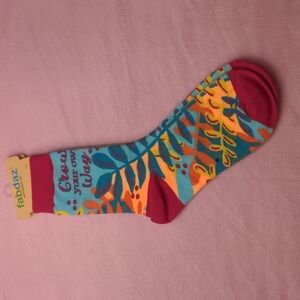 Fabdaz Blue and Orange Plant Print Grow Your Own Way Socks size 5-10